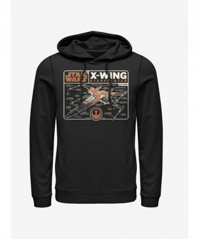 Star Wars The Rise of Skywalker Starfighter Schematic Men's Hoodie - Black