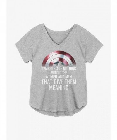 Marvel's The Falcon & Winter Soldier Symbolic Girls V-Neck Oversized T-Shirt - Grey