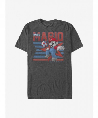 Nintendo Grey Mario Soccer Stripes Unisex T-Shirt