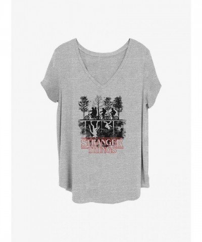 Stranger Things Grey Plus Size Tee for Girls