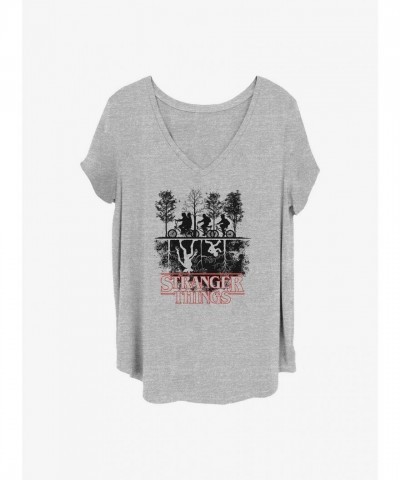Stranger Things Grey Plus Size Tee for Girls