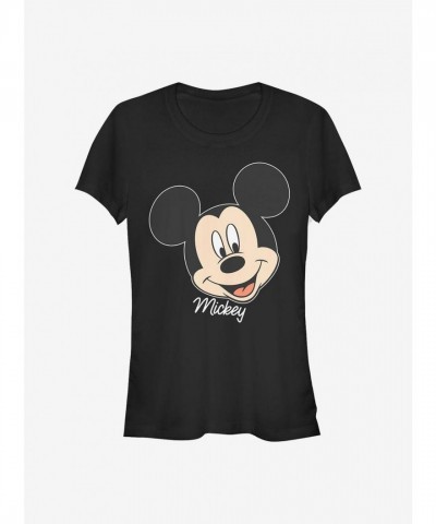 Disney Mickey Mouse Large Print Girls T-Shirt - Black