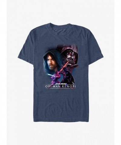 Obi-Wan Big Face Off Lightweight Tee in Blue - Men's Size