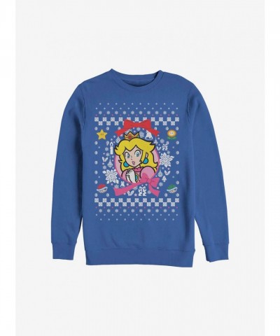 Super Mario Princess Wreath Ugly Christmas Jumper - Blue Men's