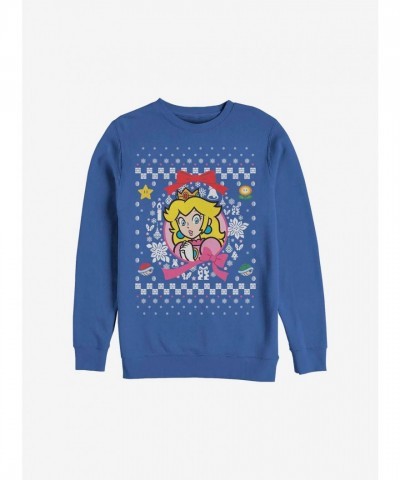 Super Mario Princess Wreath Ugly Christmas Jumper - Blue Men's