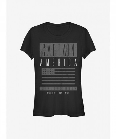 Marvel Captain America Themed Lightweight Cotton T-Shirt for Girls - Black