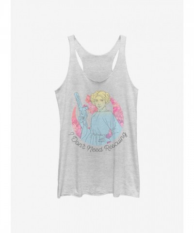 Star Wars Girls Tank Top - White Don't Need Rescuing