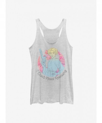 Star Wars Girls Tank Top - White Don't Need Rescuing