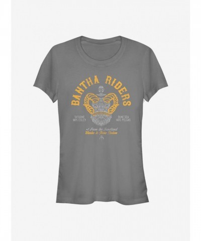 Mandalorian Bantha Riders T-Shirt for Girls - Grey Lightweight Cotton