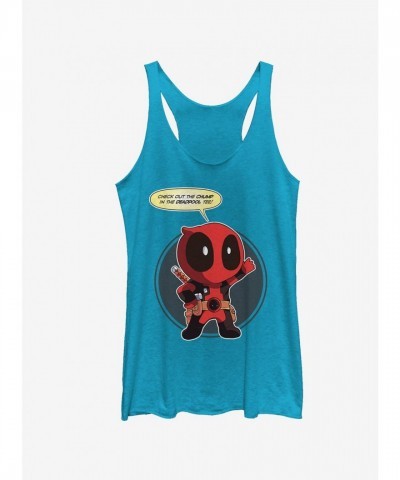 Marvel Deadpool Cartoon Chump Girls Racer-Back Tank Top - Soft Blue