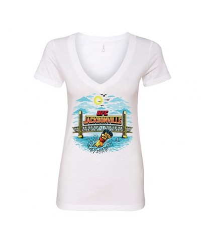 Women's UFC Jacksonville City V-Neck Tee - White