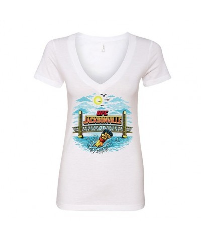 Women's UFC Jacksonville City V-Neck Tee - White