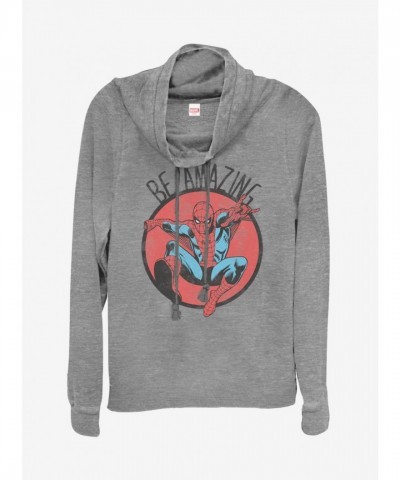 Marvel Girls Grey Spider-Man Cowlneck Sweatshirt - Be Amazing