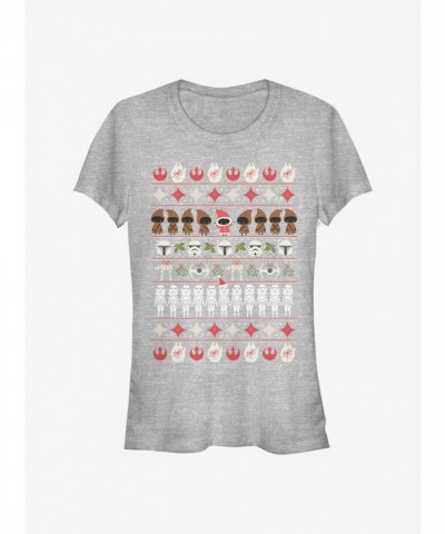 Star Wars Ugly Christmas Tee for Girls - Grey