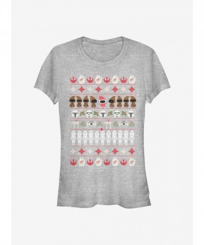 Star Wars Ugly Christmas Tee for Girls - Grey