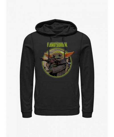 The Mandalorian Grogu Hugging Anzellan Hoodie - Men's Black Exclusive from Hot Topic