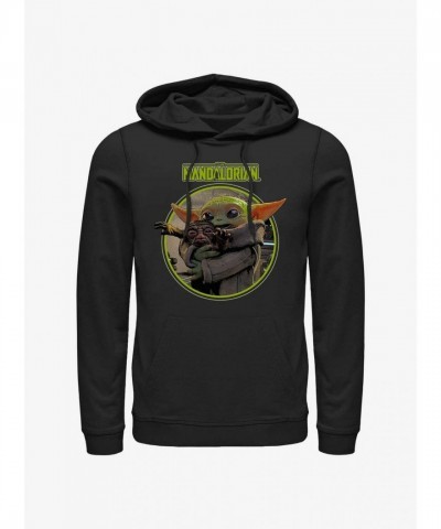 The Mandalorian Grogu Hugging Anzellan Hoodie - Men's Black Exclusive from Hot Topic