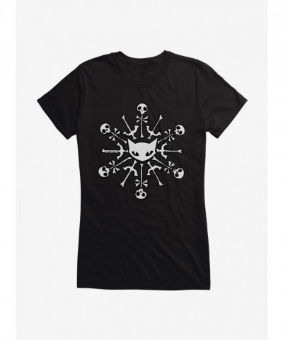 Emily Strange Skull Cat Snowflake Junior Girls T-Shirt