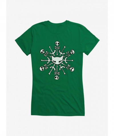 Emily Strange Skull Cat Snowflake Junior Girls T-Shirt