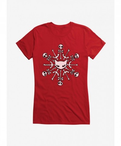 Emily Strange Skull Cat Snowflake Junior Girls T-Shirt