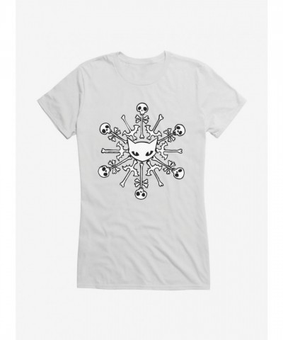 Emily Strange Skull Cat Snowflake Junior Girls T-Shirt