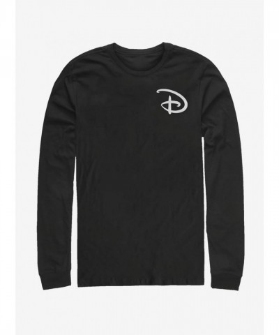 Disney D Logo Men's Cotton Long-Sleeve T-Shirt - Black