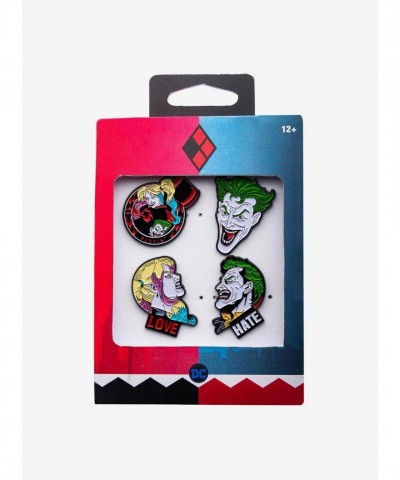 DC Comics Joker and Harley Quinn Face Enamel Pin Set - Licensed Jewelry