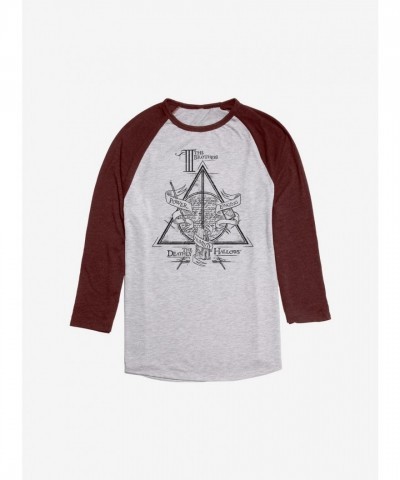 Harry Potter Deathly Hallows Men's Red Raglan T-Shirt